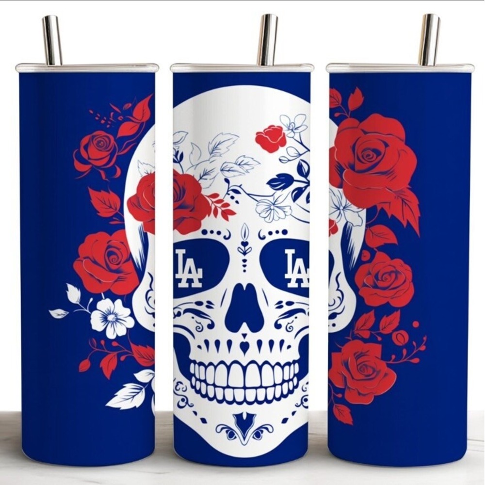 20oz Los Angeles Sugar Skull Dodgers Metal 20oz Tumbler